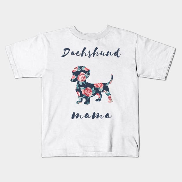 Dachshund Mama Floral Pattern Kids T-Shirt by Xamgi